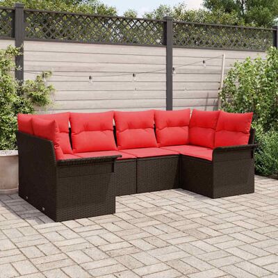 vidaXL Garten-Sofa-Set mit Speicher 6 pcs Braun Poly Rattan - Braun vidaXL Garten-Sofa-Set mit Speicher 6 pcs Braun Poly Rattan - Braun