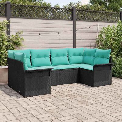 vidaXL Garten-Sofa-Set mit Speicher 6 pcs Schwarz Poly Rattan - Schwarz vidaXL Garten-Sofa-Set mit Speicher 6 pcs Schwarz Poly Rattan - Schwarz