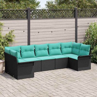 vidaXL Garten-Sofa-Set mit Speicher 7 pcs Schwarz Poly Rattan - Schwarz vidaXL Garten-Sofa-Set mit Speicher 7 pcs Schwarz Poly Rattan - Schwarz