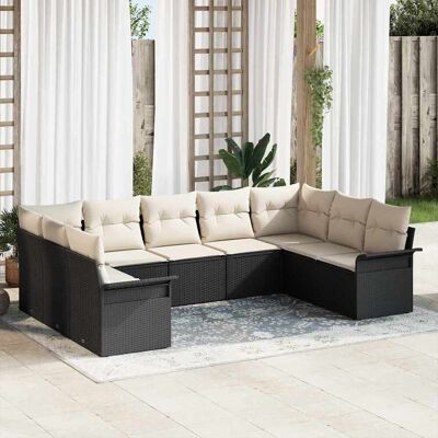 vidaXL Gartensofa-set mit Speicher 9 pcs Schwarz Poly-Rattan - Schwarz vidaXL Gartensofa-set mit Speicher 9 pcs Schwarz Poly-Rattan - Schwarz