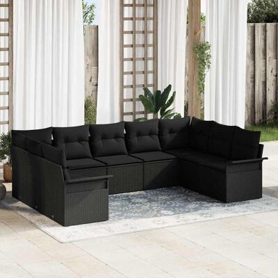 vidaXL Gartensofa-set mit Speicher 9 pcs Schwarz Poly-Rattan - Schwarz vidaXL Gartensofa-set mit Speicher 9 pcs Schwarz Poly-Rattan - Schwarz