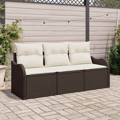 vidaXL Garten-Sofa-Set mit Speicher 3 pcs Braun Poly Rattan - Braun vidaXL Garten-Sofa-Set mit Speicher 3 pcs Braun Poly Rattan - Braun