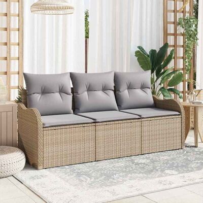 vidaXL Garten-Sofa-Set mit Speicher 3 pcs Beige Poly Rattan - Beige vidaXL Garten-Sofa-Set mit Speicher 3 pcs Beige Poly Rattan - Beige