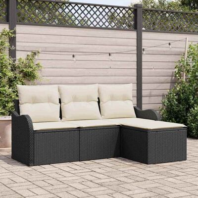 vidaXL Gartensofa-set mit Speicher 4 pcs Schwarz Poly-Rattan - Schwarz vidaXL Gartensofa-set mit Speicher 4 pcs Schwarz Poly-Rattan - Schwarz