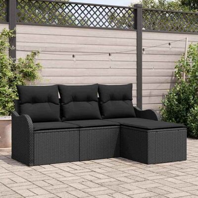 vidaXL Gartensofa-set mit Speicher 4 pcs Schwarz Poly-Rattan - Schwarz vidaXL Gartensofa-set mit Speicher 4 pcs Schwarz Poly-Rattan - Schwarz