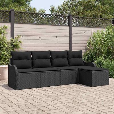 vidaXL Gartensofa-set mit Speicher 5 pcs Schwarz Poly-Rattan - Schwarz vidaXL Gartensofa-set mit Speicher 5 pcs Schwarz Poly-Rattan - Schwarz