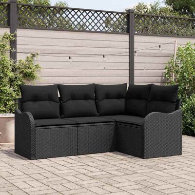 vidaXL Gartensofa-set mit Speicher 4 pcs Schwarz Poly-Rattan - Schwarz vidaXL Gartensofa-set mit Speicher 4 pcs Schwarz Poly-Rattan - Schwarz