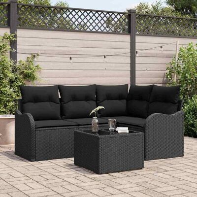 vidaXL Gartensofa-set mit Speicher 5 pcs Beige Poly-Rattan - Schwarz vidaXL Gartensofa-set mit Speicher 5 pcs Beige Poly-Rattan - Schwarz