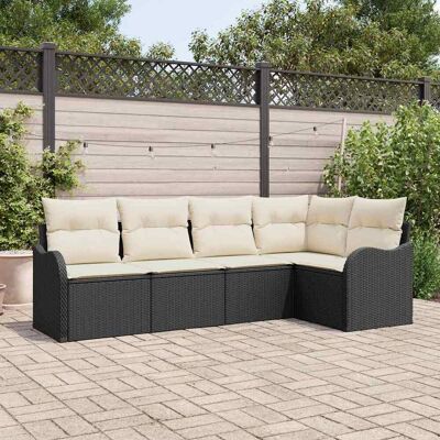 vidaXL Gartensofa-set mit Speicher 5 pcs Schwarz Poly-Rattan - Schwarz vidaXL Gartensofa-set mit Speicher 5 pcs Schwarz Poly-Rattan - Schwarz