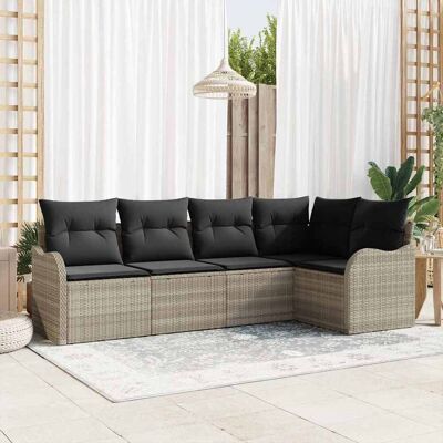 vidaXL Gartensofa-set mit Speicher 5 pcs Hellgrau Poly-Rattan - Hellgrau vidaXL Gartensofa-set mit Speicher 5 pcs Hellgrau Poly-Rattan - Hellgrau