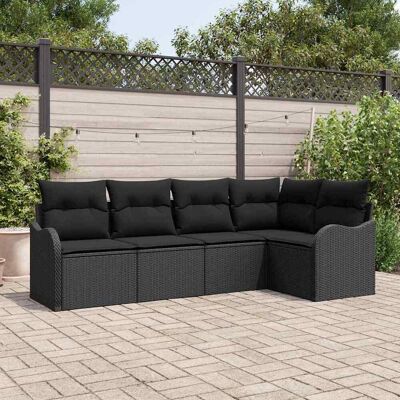 vidaXL Gartensofa-set mit Speicher 5 pcs Schwarz Poly-Rattan - Schwarz vidaXL Gartensofa-set mit Speicher 5 pcs Schwarz Poly-Rattan - Schwarz