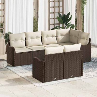 vidaXL Garten-Sofa-Set mit Speicher 7 pcs Braun Poly Rattan - Braun vidaXL Garten-Sofa-Set mit Speicher 7 pcs Braun Poly Rattan - Braun