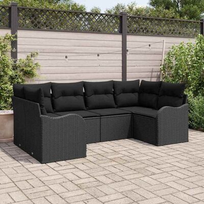 vidaXL Garten-Sofa-Set mit Speicher 6 pcs Schwarz Poly Rattan - Schwarz vidaXL Garten-Sofa-Set mit Speicher 6 pcs Schwarz Poly Rattan - Schwarz