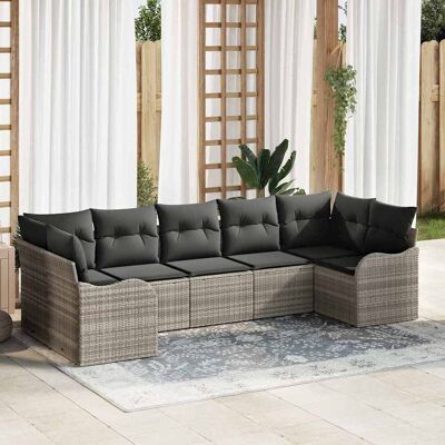 vidaXL Garten-Sofa-Set mit Speicher 7 pcs Hellgrau Poly Rattan - Hellgrau vidaXL Garten-Sofa-Set mit Speicher 7 pcs Hellgrau Poly Rattan - Hellgrau