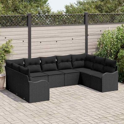 vidaXL Gartensofa-set mit Speicher 9 pcs Schwarz Poly-Rattan - Schwarz vidaXL Gartensofa-set mit Speicher 9 pcs Schwarz Poly-Rattan - Schwarz