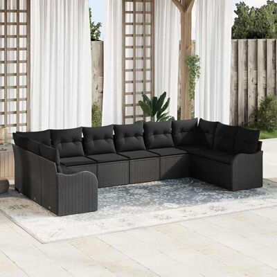 vidaXL Gartensofa-set mit Speicher 10 pcs Schwarz Poly-Rattan - Schwarz vidaXL Gartensofa-set mit Speicher 10 pcs Schwarz Poly-Rattan - Schwarz