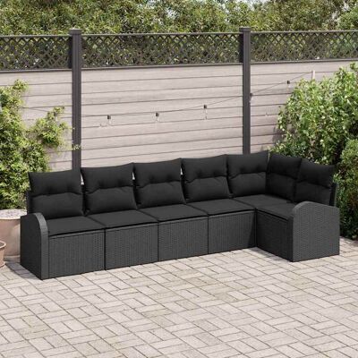 vidaXL Gartensofa-set mit Kissen 6 pcs Schwarz Poly-Rattan - Schwarz vidaXL Gartensofa-set mit Kissen 6 pcs Schwarz Poly-Rattan - Schwarz