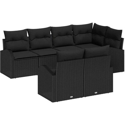 vidaXL Gartensofa-set mit Kissen 7 pcs Schwarz Poly-Rattan - Schwarz vidaXL Gartensofa-set mit Kissen 7 pcs Schwarz Poly-Rattan - Schwarz
