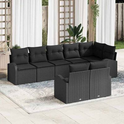 vidaXL Gartensofa-set mit Kissen 8 pcs Schwarz Poly-Rattan - Schwarz vidaXL Gartensofa-set mit Kissen 8 pcs Schwarz Poly-Rattan - Schwarz