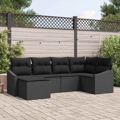 vidaXL Garten Essgruppe mit Kissen mit Speicher 6 pcs Schwarz - Schwarz vidaXL Garten Essgruppe mit Kissen mit Speicher 6 pcs Schwarz - Schwarz