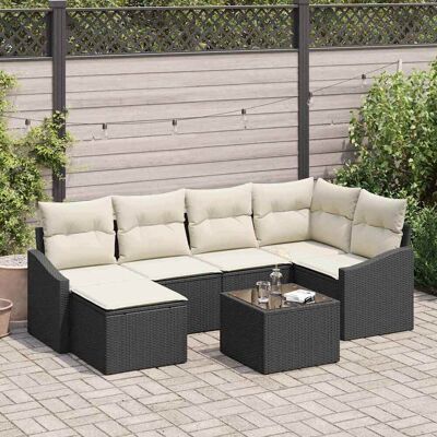 vidaXL Garten Essgruppe mit Kissen mit Speicher 7 pcs Braun und Creme - Braun vidaXL Garten Essgruppe mit Kissen mit Speicher 7 pcs Braun und Creme - Braun