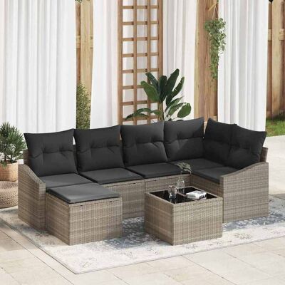 vidaXL Garten Essgruppe mit Kissen mit Speicher 7 pcs Hellgrau - Hellgrau vidaXL Garten Essgruppe mit Kissen mit Speicher 7 pcs Hellgrau - Hellgrau