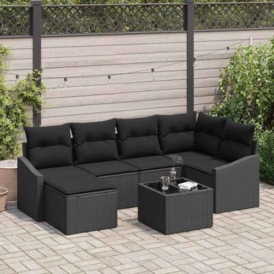 vidaXL Garten Essgruppe mit Kissen mit Speicher 7 pcs Schwarz - Schwarz vidaXL Garten Essgruppe mit Kissen mit Speicher 7 pcs Schwarz - Schwarz