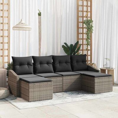 vidaXL Garten Essgruppe mit Kissen mit Speicher 6 pcs Grau - Grau vidaXL Garten Essgruppe mit Kissen mit Speicher 6 pcs Grau - Grau