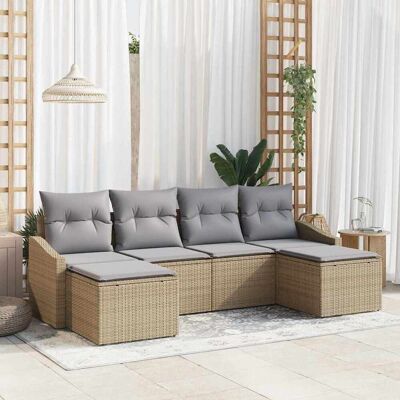 vidaXL Garten Essgruppe mit Kissen 6 pcs Beige und Hellgrau - Beige vidaXL Garten Essgruppe mit Kissen 6 pcs Beige und Hellgrau - Beige