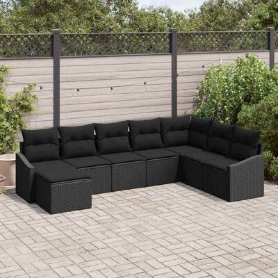 vidaXL Gartensofa-set mit Kissen 8 pcs Schwarz Poly-Rattan - Schwarz vidaXL Gartensofa-set mit Kissen 8 pcs Schwarz Poly-Rattan - Schwarz