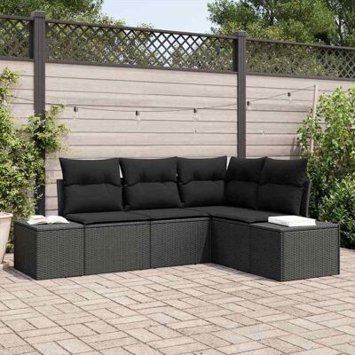 Vidaxl Gartensofa-Set - Modulares Schwarzes Gartenmöbel für 4 Vidaxl Gartensofa-Set - Modulares Schwarzes Gartenmöbel für 4