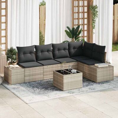 vidaXL Gartensofa-set mit Speicher Hellgrau Poly-Rattan - Hellgrau vidaXL Gartensofa-set mit Speicher Hellgrau Poly-Rattan - Hellgrau