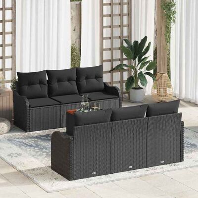 vidaXL Gartensofa-set mit Speicher 7 pcs Schwarz Poly-Rattan - Schwarz vidaXL Gartensofa-set mit Speicher 7 pcs Schwarz Poly-Rattan - Schwarz