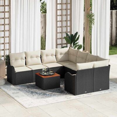 vidaXL Gartensofa-set mit Speicher 9 pcs Schwarz und Creme Poly-Rattan - Schwarz vidaXL Gartensofa-set mit Speicher 9 pcs Schwarz und Creme Poly-Rattan - Schwarz