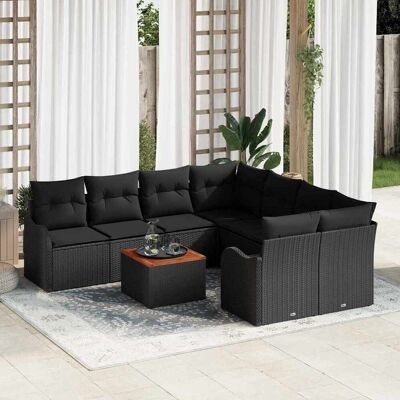 vidaXL Gartensofa-set mit Speicher 9 pcs Schwarz Poly-Rattan - Schwarz vidaXL Gartensofa-set mit Speicher 9 pcs Schwarz Poly-Rattan - Schwarz