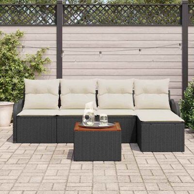 vidaXL Gartensofa-set mit Speicher 6 pcs Schwarz und Creme Poly-Rattan - Schwarz vidaXL Gartensofa-set mit Speicher 6 pcs Schwarz und Creme Poly-Rattan - Schwarz