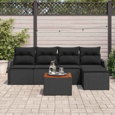 vidaXL Gartensofa-set mit Speicher 6 pcs Schwarz Poly-Rattan - Schwarz vidaXL Gartensofa-set mit Speicher 6 pcs Schwarz Poly-Rattan - Schwarz