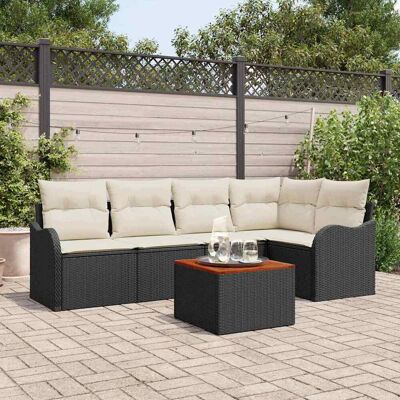 vidaXL Gartensofa-set mit Speicher 6 pcs Schwarz und Creme Poly-Rattan - Schwarz vidaXL Gartensofa-set mit Speicher 6 pcs Schwarz und Creme Poly-Rattan - Schwarz