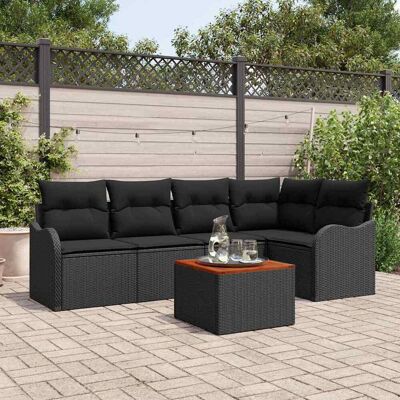 vidaXL Gartensofa-set mit Speicher 6 pcs Schwarz Poly-Rattan - Schwarz vidaXL Gartensofa-set mit Speicher 6 pcs Schwarz Poly-Rattan - Schwarz