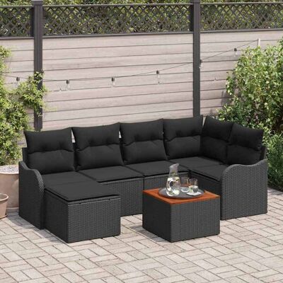 vidaXL Gartensofa-set mit Speicher 7 pcs Schwarz Poly-Rattan - Schwarz vidaXL Gartensofa-set mit Speicher 7 pcs Schwarz Poly-Rattan - Schwarz