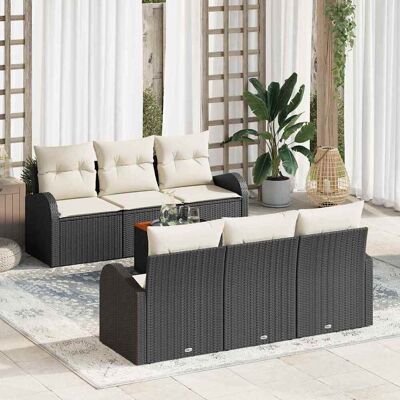 vidaXL Gartensofa-set mit Speicher 7 pcs Schwarz und Creme Poly-Rattan - Schwarz vidaXL Gartensofa-set mit Speicher 7 pcs Schwarz und Creme Poly-Rattan - Schwarz