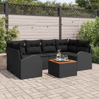 vidaXL Gartensofa-set mit Speicher 7 pcs Schwarz Poly-Rattan - Schwarz vidaXL Gartensofa-set mit Speicher 7 pcs Schwarz Poly-Rattan - Schwarz