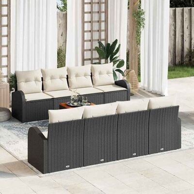 vidaXL Gartensofa-set mit Speicher 9 pcs Schwarz und Creme Poly-Rattan - Schwarz vidaXL Gartensofa-set mit Speicher 9 pcs Schwarz und Creme Poly-Rattan - Schwarz