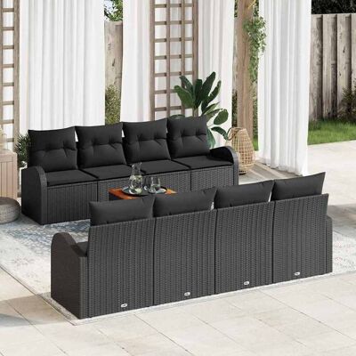 vidaXL Gartensofa-set mit Speicher 9 pcs Schwarz Poly-Rattan - Schwarz vidaXL Gartensofa-set mit Speicher 9 pcs Schwarz Poly-Rattan - Schwarz