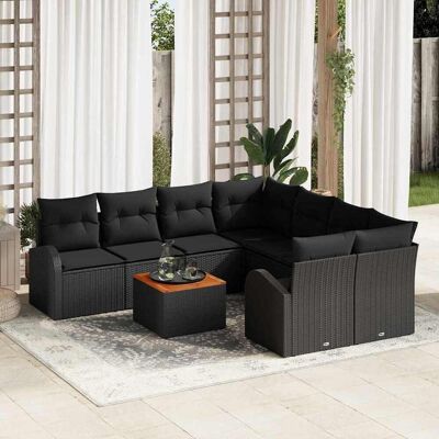 vidaXL Gartensofa-set mit Speicher 9 pcs Schwarz Poly-Rattan - Schwarz vidaXL Gartensofa-set mit Speicher 9 pcs Schwarz Poly-Rattan - Schwarz
