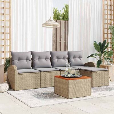 vidaXL Gartensofa-set 6 pcs Beige und Hellgrau Poly-Rattan - Beige vidaXL Gartensofa-set 6 pcs Beige und Hellgrau Poly-Rattan - Beige
