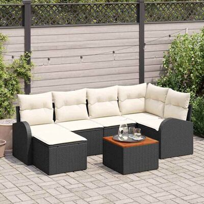 vidaXL Gartensofa-set mit Speicher 7 pcs Schwarz und Creme Poly-Rattan - Schwarz vidaXL Gartensofa-set mit Speicher 7 pcs Schwarz und Creme Poly-Rattan - Schwarz