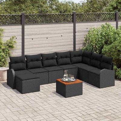 vidaXL Gartensofa-set mit Speicher 9 pcs Schwarz Poly-Rattan - Schwarz vidaXL Gartensofa-set mit Speicher 9 pcs Schwarz Poly-Rattan - Schwarz