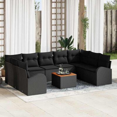 vidaXL Gartensofa-set mit Speicher 10 pcs Schwarz Poly-Rattan - Schwarz vidaXL Gartensofa-set mit Speicher 10 pcs Schwarz Poly-Rattan - Schwarz