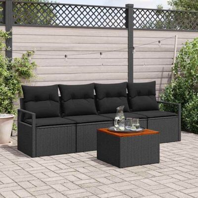 vidaXL Gartensofa-set mit Speicher 5 pcs Schwarz Poly-Rattan - Schwarz vidaXL Gartensofa-set mit Speicher 5 pcs Schwarz Poly-Rattan - Schwarz